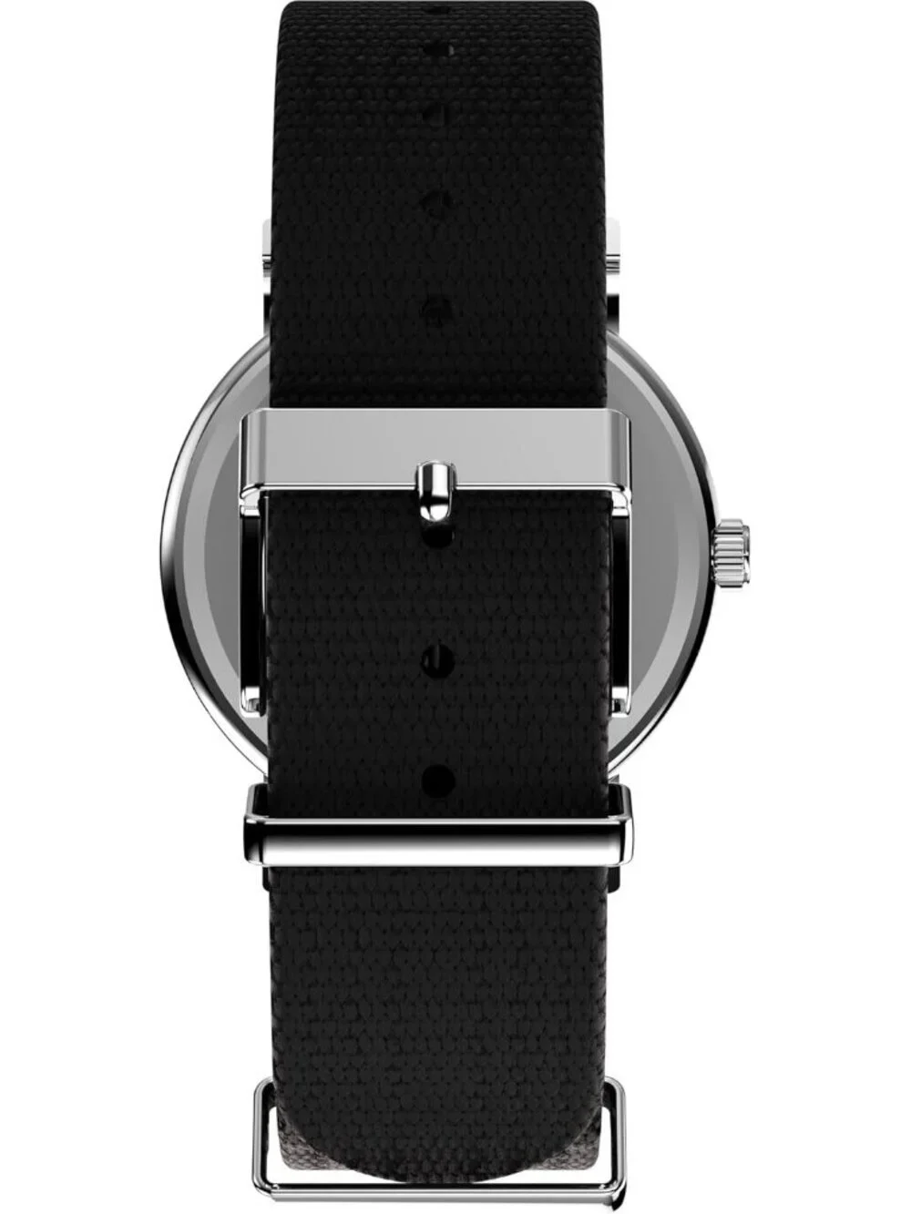Unisex All Black Analog Quartz Nylon Fabric Slip Strap Adjustable Durable Watch